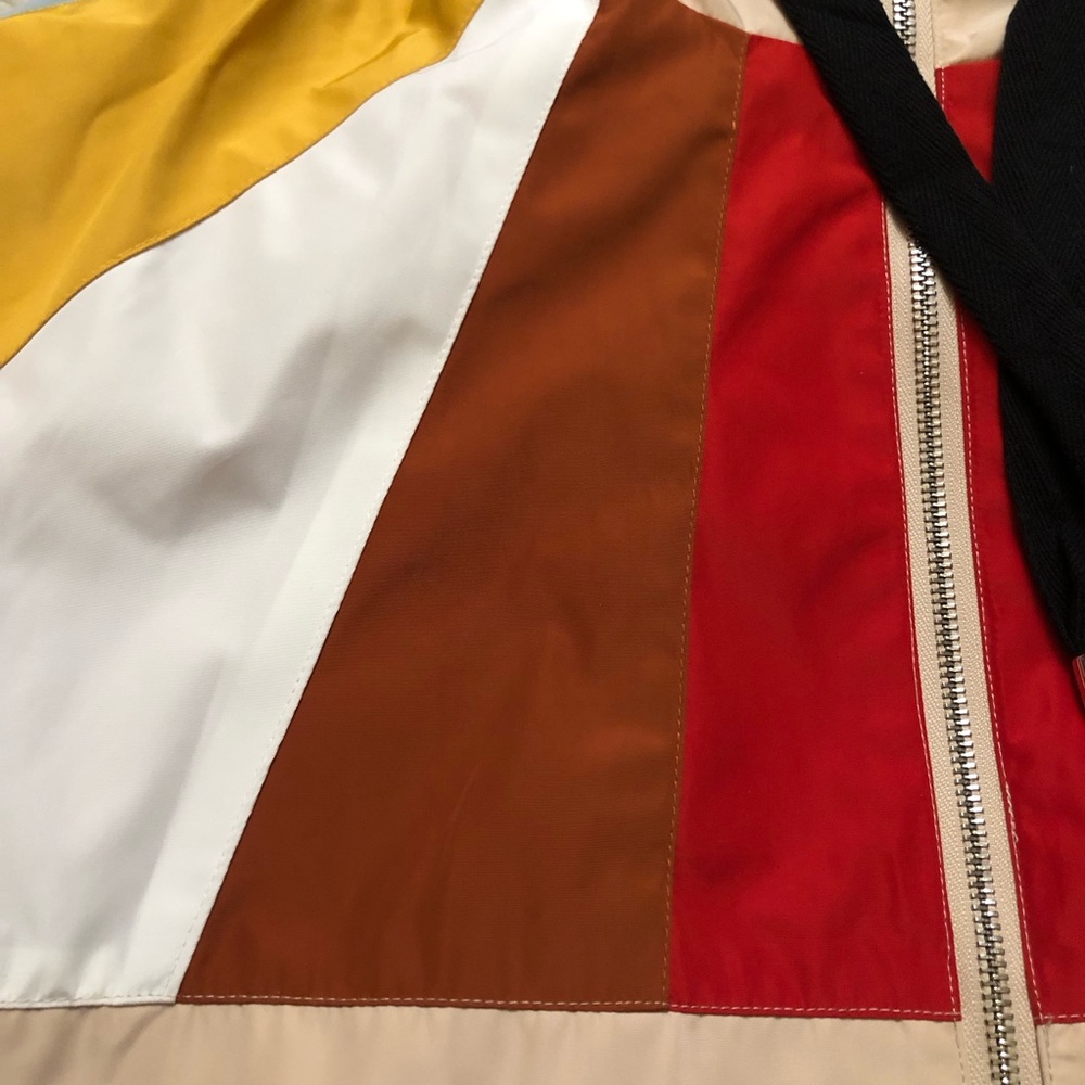 Maje Banela Colorblock Hooded Zip Up Beige Windbreaker Jacket size 38 (8 US) - Picture 6 of 14